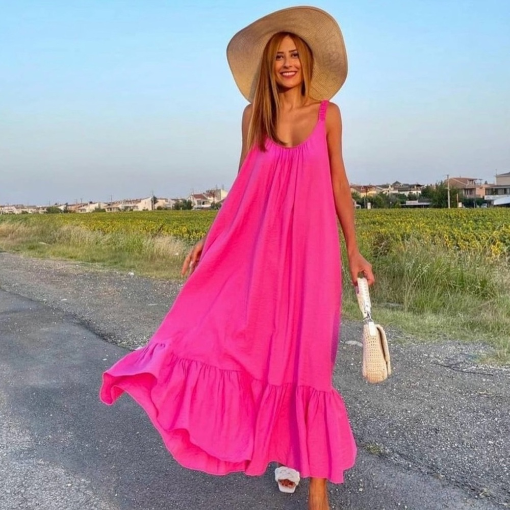 Mango Vibrant Pink Maxi Dress